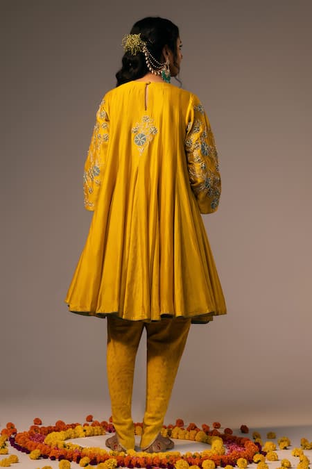 Svastih Yellow Embroidered Anarkali & Tulip Pant 