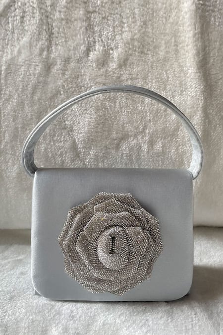 Kreivo by Vamanshi Damania Silver Stone Embellished Mini Bucket Bag 