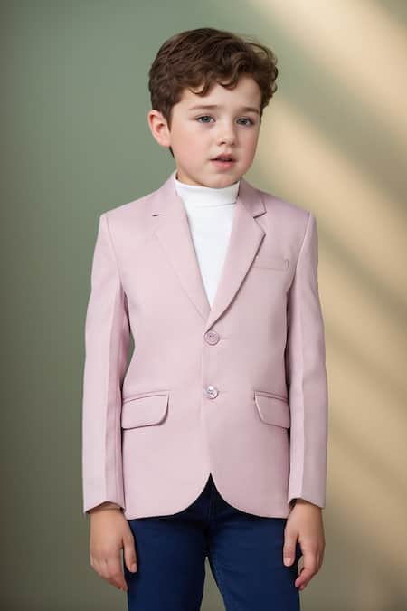 Buy_Petite Pomme_Maroon Polyester Solid Pink Full Sleeves Blazer 