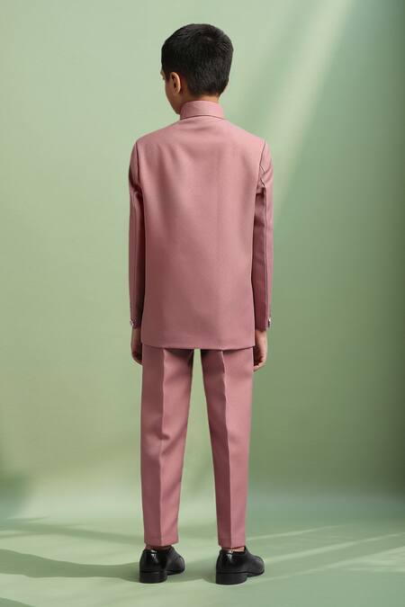 Shop Petite Pomme Pink Polyester Solid Jodhpuri Set With Trouser at Aza Fashions Shop_Petite Pomme_Pink Polyester Solid Jodhpuri Set With Trouser_at_Aza_Fashions