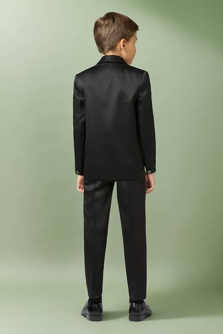 Shop_Petite Pomme_Black Polyester Sequins Embellished Blazer Set _at_Aza_Fashions