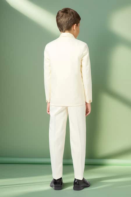 Petite Pomme Cream Sequin Embellished Blazer Set 