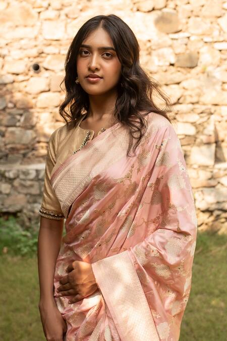 Buy_Priyanka Raajiv_Pink Silk Embroidery Gyasar Banarasi Kadua Saree