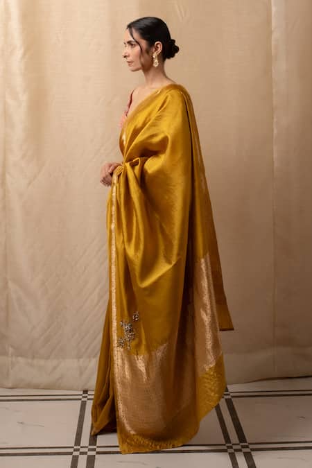 Buy Priyanka Raajiv Yellow Silk Crystals, Zari Kanchan Zardozi Embroidered Saree Online at Aza Fashions Buy_Priyanka Raajiv_Yellow Silk Crystals, Zari Kanchan Zardozi Embroidered Saree _Online_at_Aza_Fashions