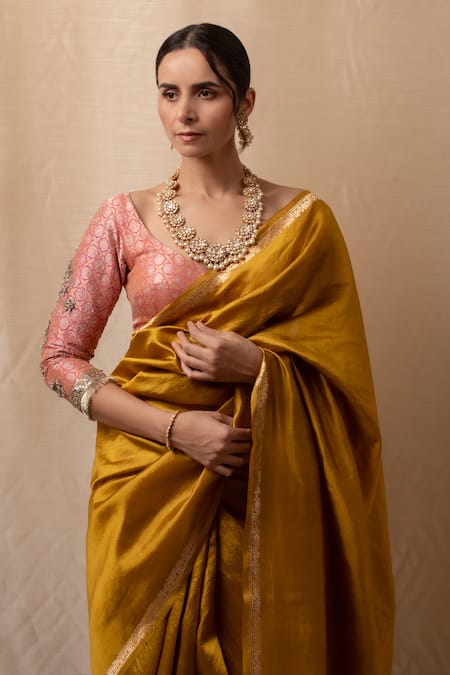 Shop Priyanka Raajiv Yellow Silk Crystals, Zari Kanchan Zardozi Embroidered Saree Online at Aza Fashions Shop_Priyanka Raajiv_Yellow Silk Crystals, Zari Kanchan Zardozi Embroidered Saree _Online_at_Aza_Fashions