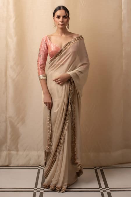 Priyanka Raajiv Zardozi Hand Embroidered Saree With Running Blouse 