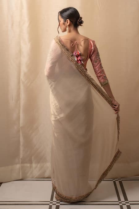 Priyanka Raajiv Gold , Organza, Brocade Zari, Crystals Zardozi Hand Embroidered Saree Online at Aza Fashions Priyanka Raajiv_Gold , Organza, Brocade Zari, Crystals Zardozi Hand Embroidered Saree _Online_at_Aza_Fashions