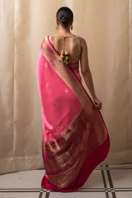 Priyanka Raajiv Floral Meenakari Butti Silk Banarasi Saree 