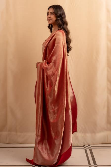 Priyanka Raajiv Burgundy Silk, Brocade Textured Banarasi Saree Online at Aza Fashions Priyanka Raajiv_Burgundy Silk, Brocade Textured Banarasi Saree _Online_at_Aza_Fashions