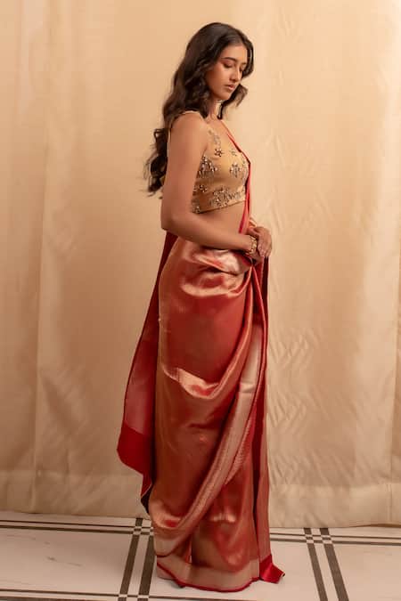 Buy Priyanka Raajiv Burgundy Silk, Brocade Textured Banarasi Saree Online at Aza Fashions Buy_Priyanka Raajiv_Burgundy Silk, Brocade Textured Banarasi Saree _Online_at_Aza_Fashions