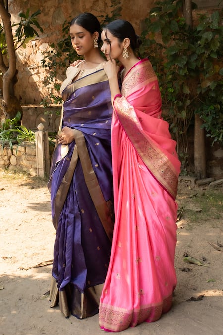 Priyanka Raajiv Purple Silk, Silk, Embroidery Woven Buti Saree Online at Aza Fashions Priyanka Raajiv_Purple Silk, Silk, Embroidery Woven Buti Saree _Online_at_Aza_Fashions
