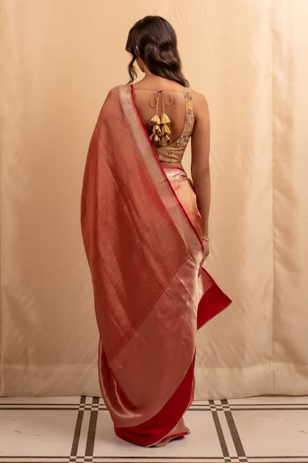 Shop Priyanka Raajiv Burgundy Silk, Brocade Textured Banarasi Saree at Aza Fashions Shop_Priyanka Raajiv_Burgundy Silk, Brocade Textured Banarasi Saree _at_Aza_Fashions