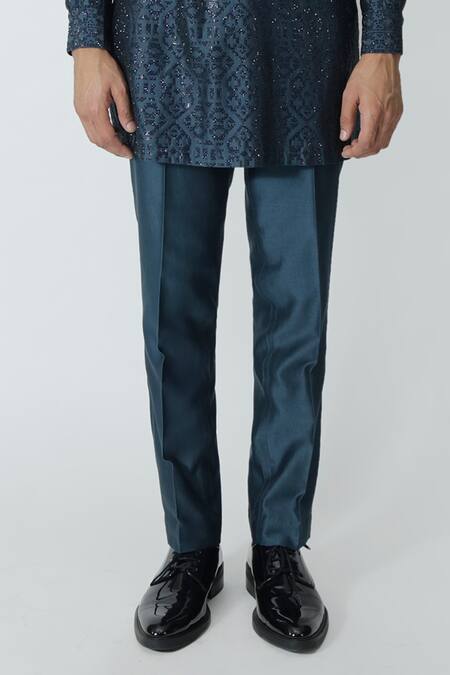 Chhaya Mehrotra Blue Chanderi Rhinestones Midnight Geometric Embellished Kurta Set at Aza Fashions Chhaya Mehrotra_Blue Chanderi Rhinestones Midnight Geometric Embellished Kurta Set _at_Aza_Fashions