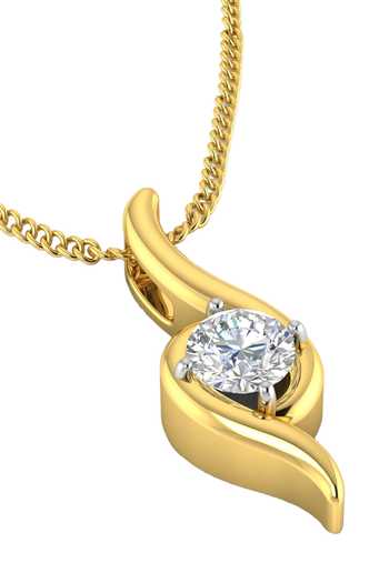 Buy_Divine Solitaires_Yellow 18kt Gold Swirl Cutwork Diamond Pendant_Online_at_Aza_Fashions