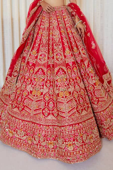 Buy Pallavi Poddar Red Silk Sequins, Beads, Embroidery Sweetheart Scarlet Zardozi Lehenga Set Online at Aza Fashions Buy_Pallavi Poddar_Red Silk Sequins, Beads, Embroidery Sweetheart Scarlet Zardozi Lehenga Set _Online_at_Aza_Fashions