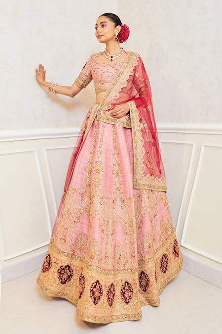 Pallavi Poddar Gullista Velvet Patchwork Bridal Lehenga Set 