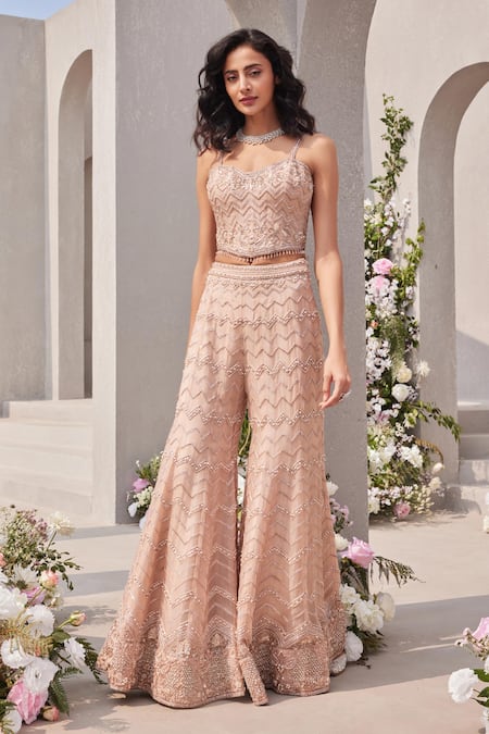 Buy Saisha Pink Organza Pearls, Sequins, Beads Cutdana Embroidered Corset Sharara Set Online at Aza Fashions Buy_Saisha_Pink Organza Pearls, Sequins, Beads Cutdana Embroidered Corset Sharara Set _Online_at_Aza_Fashions