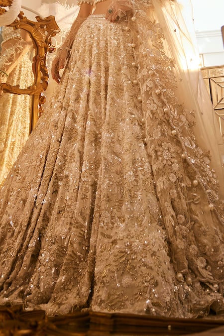 Swish By Dolcy And Simran Tonal Sequin Embroidered Bridal Lehenga Set 