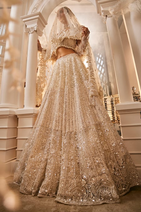 Swish By Dolcy And Simran Tonal Sequin Embroidered Bridal Lehenga Set 