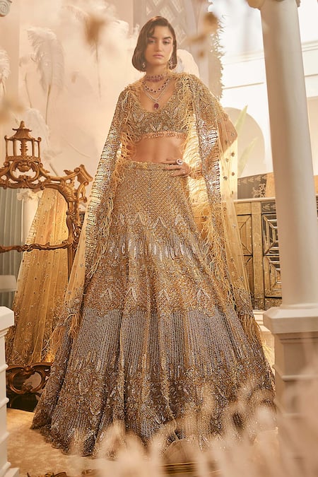 Swish By Dolcy And Simran Cutdana Embroidered Bridal Lehenga Set 