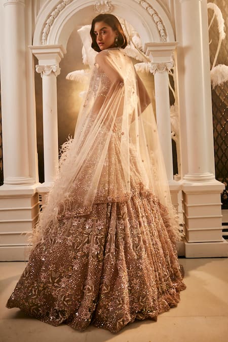 Swish By Dolcy And Simran Lilac 3D Floral Embroidered Lehenga Set 