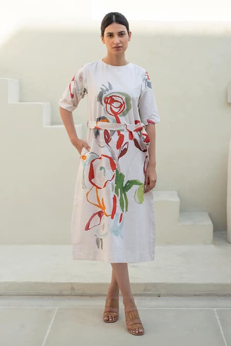 Merakus Abstract Floral Print Dress 