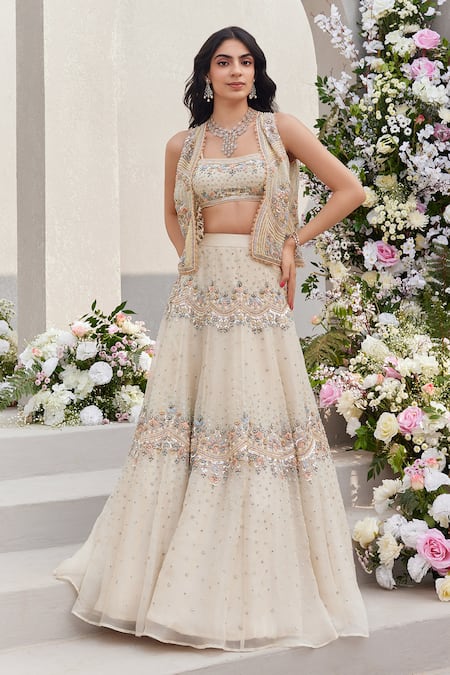 SAISHA Zardozi Combination Embroidered Lehenga Gilet Set 