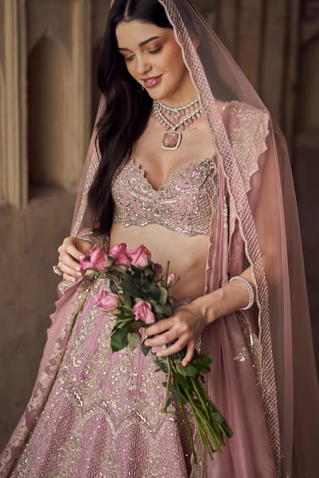 Buy Anushree Reddy Pink Organza, Silk Cut Work, Sequins Blush Embroidered Bridal Lehenga Set Online at Aza Fashions Buy_Anushree Reddy_Pink Organza, Silk Cut Work, Sequins Blush Embroidered Bridal Lehenga Set _Online_at_Aza_Fashions