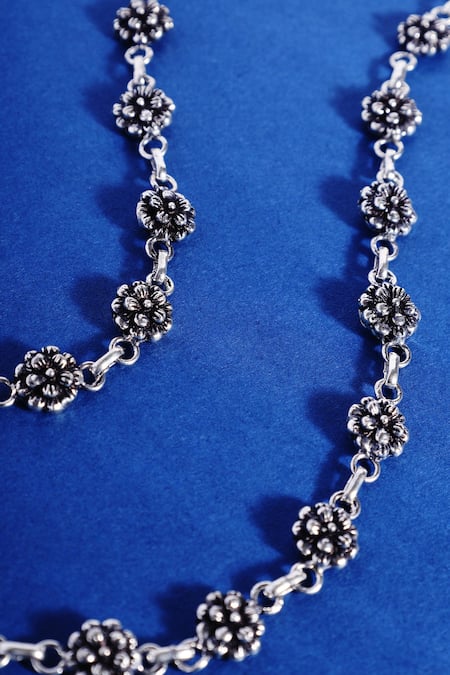 Mero Jewellery Floral Carved Bead Anklet Set