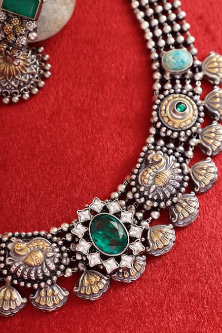 Mero Jewellery Peacock Temple Necklace Set 