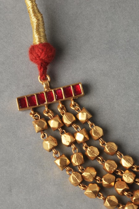 Mero Jewellery Gold Plated Beaded Layered Choker Online at Aza Fashions Mero Jewellery_Gold Plated Beaded Layered Choker _Online_at_Aza_Fashions