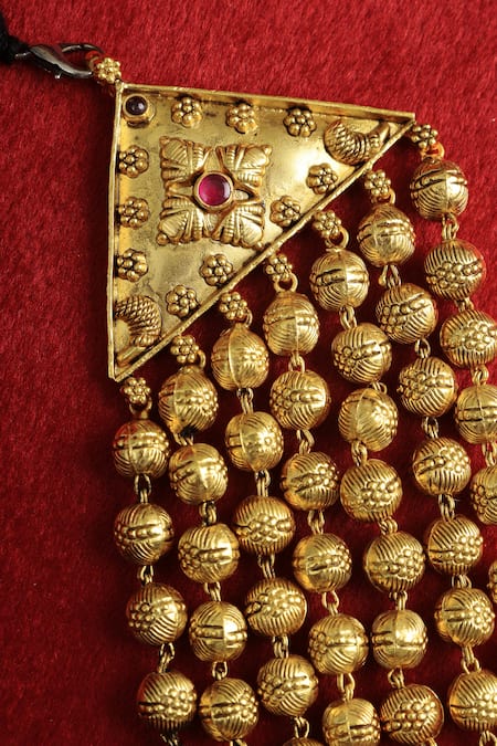 Shop Mero Jewellery Gold Plated Layered Beaded Necklace at Aza Fashions Shop_Mero Jewellery_Gold Plated Layered Beaded Necklace _at_Aza_Fashions