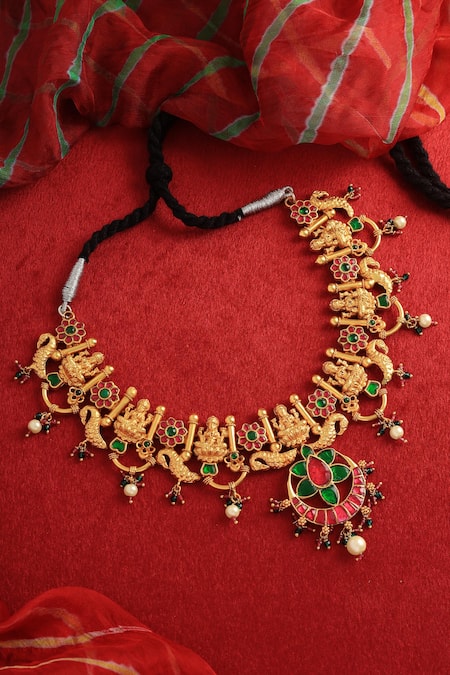 Mero Jewellery Goddess Laxmi Kundan Pearl Necklace 