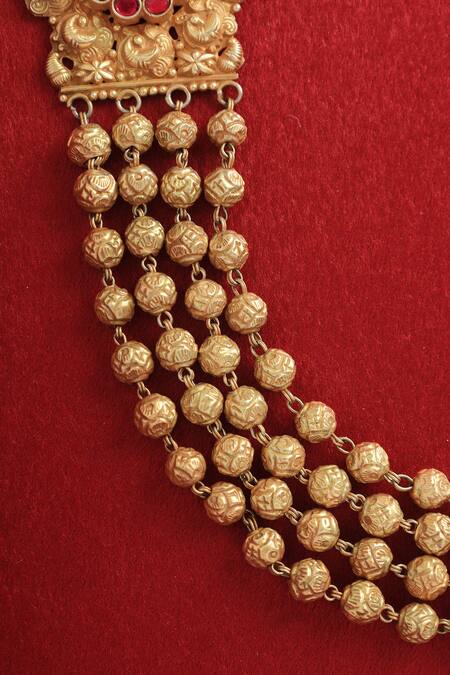 Mero Jewellery Gold Plated Kundan Four Layered Necklace Online at Aza Fashions Mero Jewellery_Gold Plated Kundan Four Layered Necklace _Online_at_Aza_Fashions