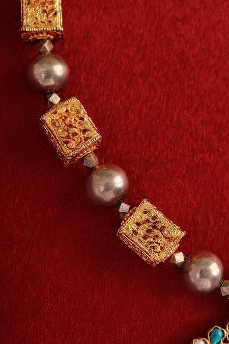 Mero Jewellery Gold Plated Pearls, Stones Temple Carved Long Pendant Necklace Online at Aza Fashions Mero Jewellery_Gold Plated Pearls, Stones Temple Carved Long Pendant Necklace _Online_at_Aza_Fashions