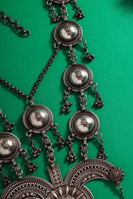 Mero Jewellery Silver Plated Ghungroo Tribal Layered Necklace Online at Aza Fashions Mero Jewellery_Silver Plated Ghungroo Tribal Layered Necklace _Online_at_Aza_Fashions