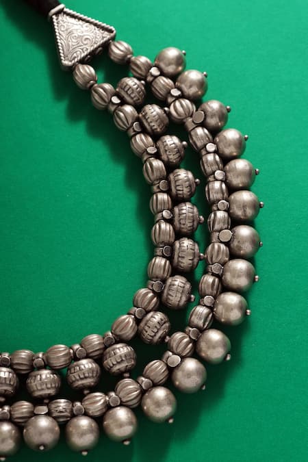 Shop Mero Jewellery Silver Plated Beads Choker at Aza Fashions Shop_Mero Jewellery_Silver Plated Beads Choker _at_Aza_Fashions