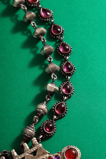 Mero Jewellery Red Temple Vintage Carved Long Necklace Online at Aza Fashions Mero Jewellery_Red Temple Vintage Carved Long Necklace _Online_at_Aza_Fashions