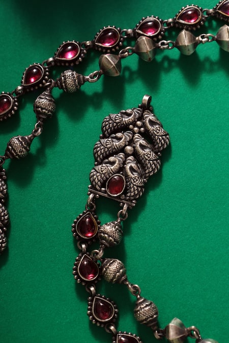 Buy Mero Jewellery Red Temple Vintage Carved Long Necklace Online at Aza Fashions Buy_Mero Jewellery_Red Temple Vintage Carved Long Necklace _Online_at_Aza_Fashions