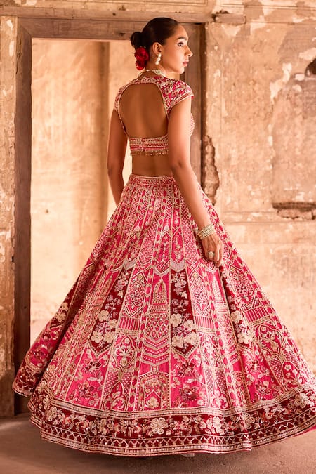 Ronak And Shruti Floral Zardozi Bridal Lehenga Set 