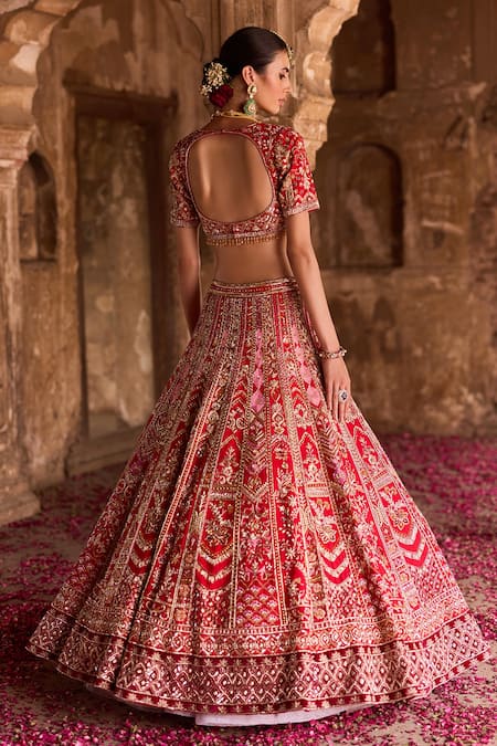 Ronak And Shruti Floral Zardozi Embroidered Bridal Lehenga Set 