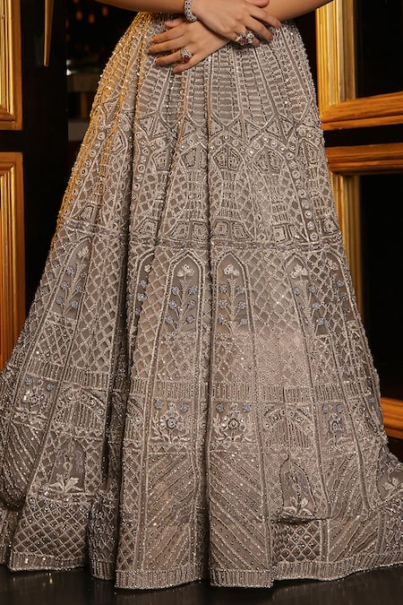 Buy Ronak And Shruti Silver Net Sequins, Beads, Stones, Crystals Polo Geometric Embellished Grey Gown Online at Aza Fashions Buy_Ronak And Shruti_Silver Net Sequins, Beads, Stones, Crystals Polo Geometric Embellished Grey Gown _Online_at_Aza_Fashions