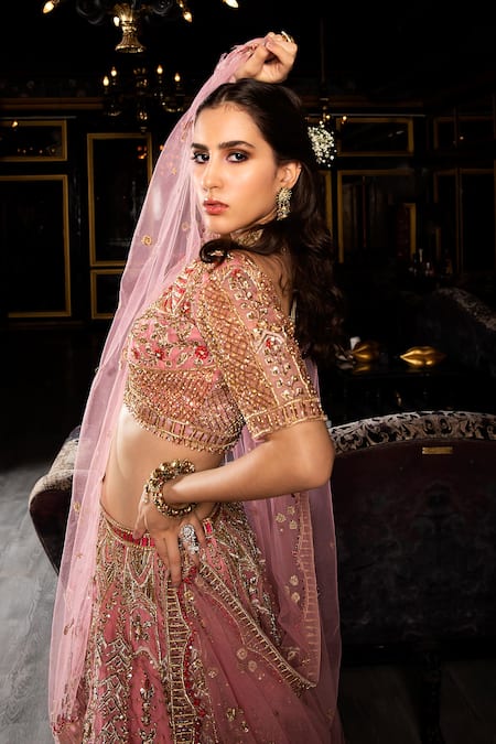 Buy Ronak And Shruti Pink Organza, Net Embroidery, Sequins, Cut Work, Zardozi Bridal Lehenga Set Online at Aza Fashions Buy_Ronak And Shruti_Pink Organza, Net Embroidery, Sequins, Cut Work, Zardozi Bridal Lehenga Set _Online_at_Aza_Fashions