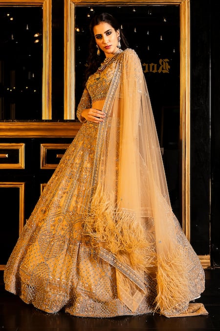 Ronak And Shruti Gold Embroidered Bridal Lehenga Set 