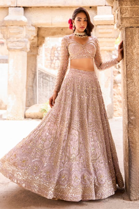 Ronak And Shruti Embroidered Crystal Lehenga Set 