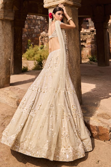 Ronak And Shruti Gold & Ivory Embroidered Bridal Lehenga Set 
