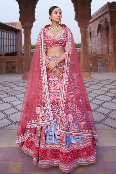 Buy Ronak And Shruti Pink Linen, Satin, Net Sequins, Beads, Embroidery, Rani Floral Lehenga Set Online at Aza Fashions Buy_Ronak And Shruti_Pink Linen, Satin, Net Sequins, Beads, Embroidery, Rani Floral Lehenga Set _Online_at_Aza_Fashions