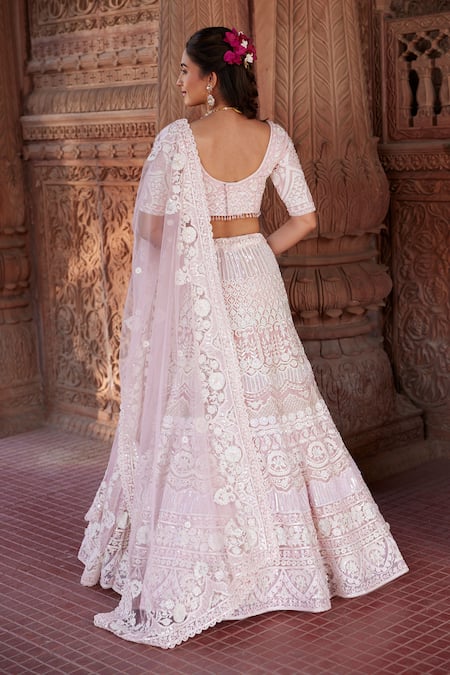 Ronak And Shruti Pink Resham Embroidered Lehenga Set 