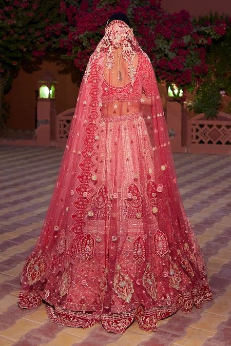 Ronak And Shruti Floral Vine Embroidered Bridal Lehenga Set 