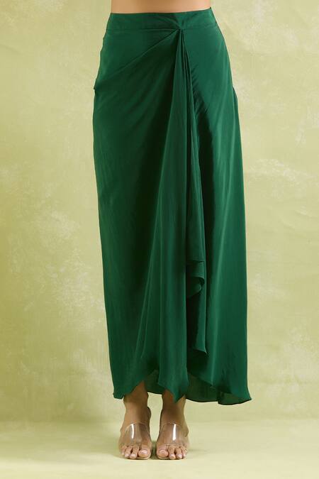 Prisho Green Organza Tassels High Neck, Geometric Resham Embellished Kaftan Set Online at Aza Fashions Prisho_Green Organza Tassels High Neck, Geometric Resham Embellished Kaftan Set _Online_at_Aza_Fashions